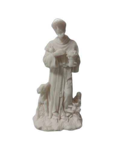 Estatua San Francisco 17,5Cm Blanca Resina Marmolina ***