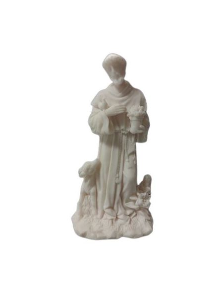 Estatua San Francisco 17,5Cm Blanca Resina Marmolina ***