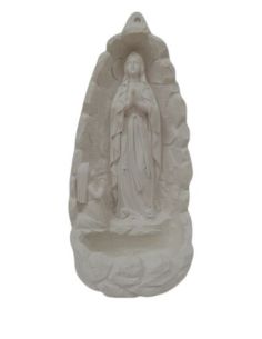 Benditera Blanca Resina Pie Y Colgar Lourdes 19,5Cm