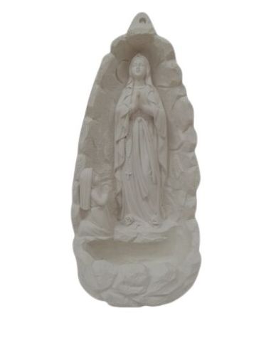 Benditera Blanca Resina Pie Y Colgar Lourdes 19,5Cm