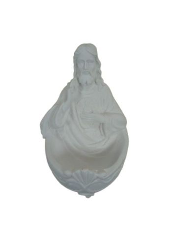 Benditera Resina Blanca 14Cm Sagdo. Corazón Jesús
