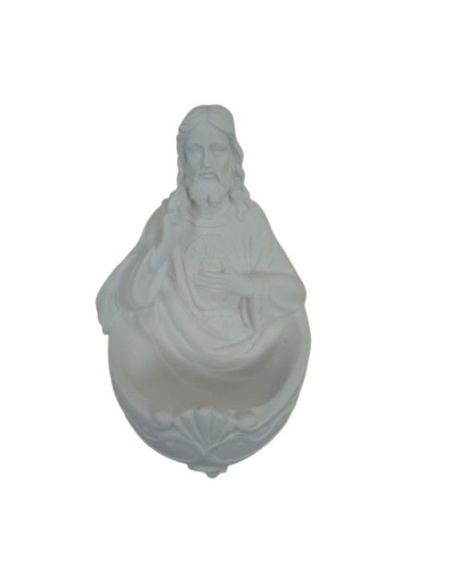 Benditera Resina Blanca 14Cm Sagdo. Corazón Jesús