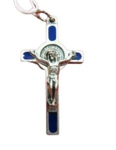 Cruz S. Benito Mini Plateada Azul 3,5Cm