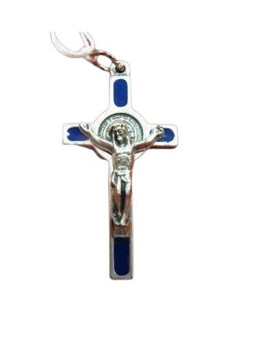 Cruz S. Benito Mini Plateada Azul 3,5Cm