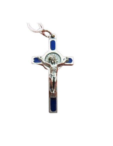 Cruz S. Benito Mini Plateada Azul 3,5Cm