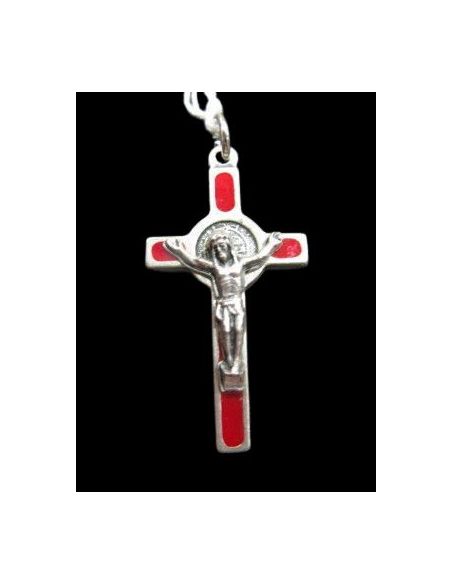 Cruz S. Benito Mini Plateada Roja 3,5Cm