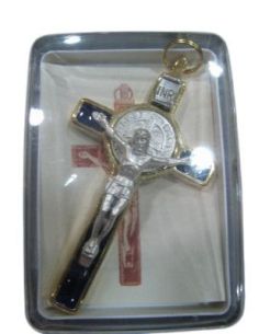 Cruz S. Benito Esmalt/Dorada Azul 8Cm