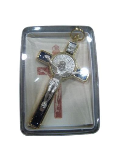 Cruz S. Benito Esmalt/Dorada Azul 8Cm