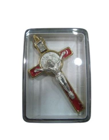 Cruz S. Benito Esmalt/Dorada Roja 8Cm