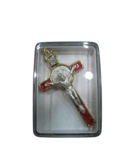 Cruz S. Benito Esmalt/Dorada Roja 8Cm
