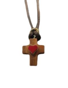 Cruz Madera Olivo-Corazon