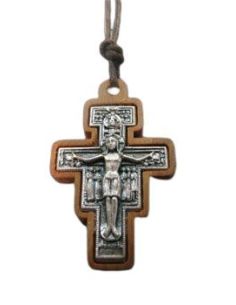 Colgante Cruz San Damian Olivo metal 22X35Mm
