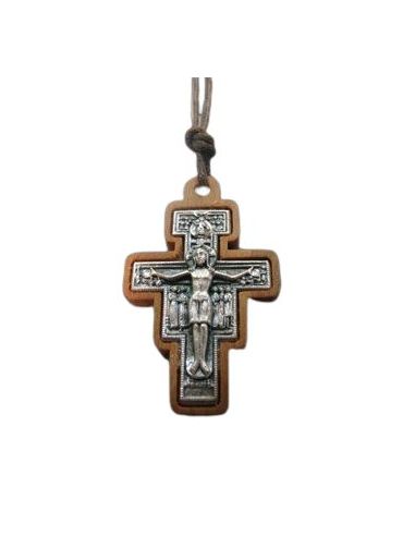 Colgante Cruz San Damian Olivo metal 22X35Mm