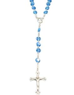 Rosario Cristal Plato Azul Claro 8 mm