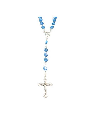 Rosario Cristal Plato Azul Claro 8 mm