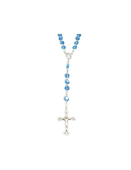 Rosario Cristal Plato Azul Claro 8 mm