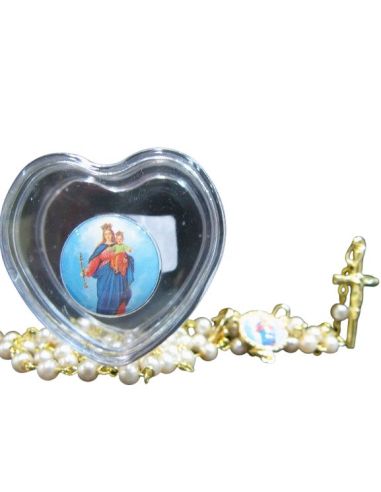 Rosario 4Mm Auxiliadora Color Perla+Caja