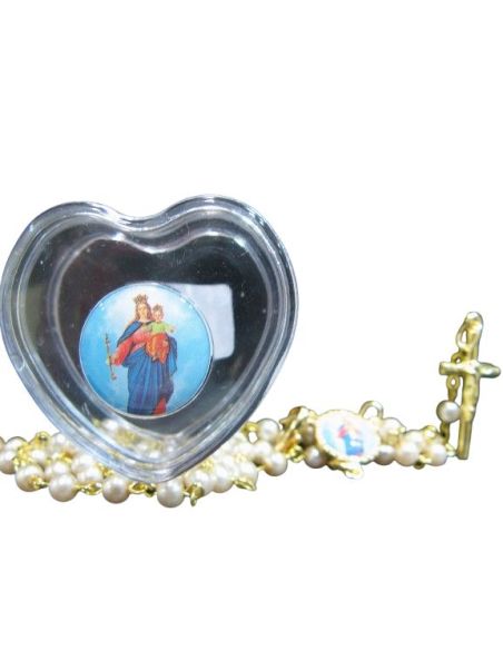 Rosario 4Mm Auxiliadora Color Perla+Caja