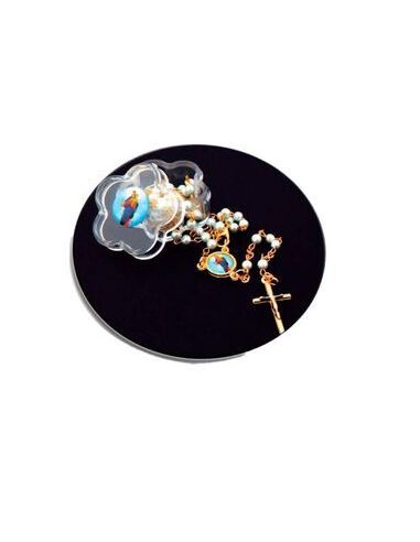 Rosario 4Mm Auxiliadora Color Perla Azul+Caja
