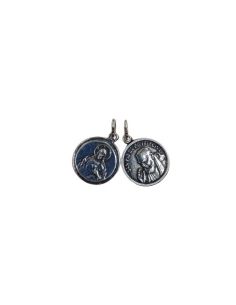 Medalla Padre Pio + C. Jesus Metal Plata Baño 5µm 14Mm