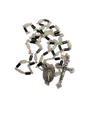 Rosario Cilindro  Madreperla Y Hematite