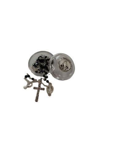 Rosario Hematite 3Mm Cruz Strass C/Caja Med Milag
