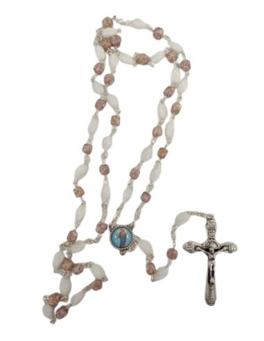 Rosario cristal piedras claras auxiliadora