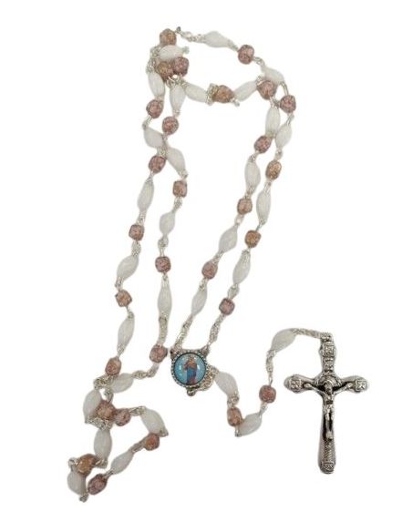 Rosario cristal piedras claras auxiliadora