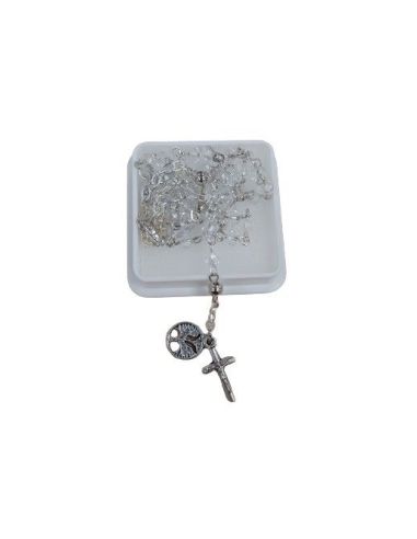 Rosario Cristal Transpte. Med. Arbol Vida C/Cruz Metal C/Caja