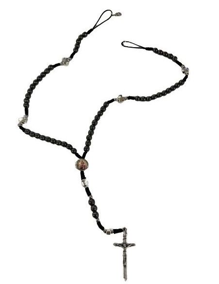 Rosario Cruces Metal Cuerda Hematites 6Mm  V. Del Carmen