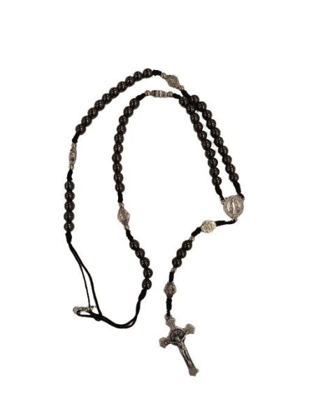 Rosario Hematites 6Mm Cuerda San Benito Con Mosquetón