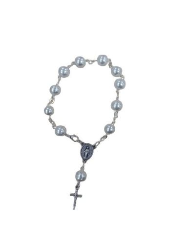 Decena 8Mm Cristal Perlado Blanco Milagrosa