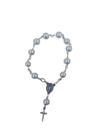 Decena 8Mm Cristal Perlado Blanco Milagrosa