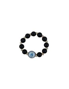 Decena Cuerda Cristal Negro Madera Clara Milagrosa