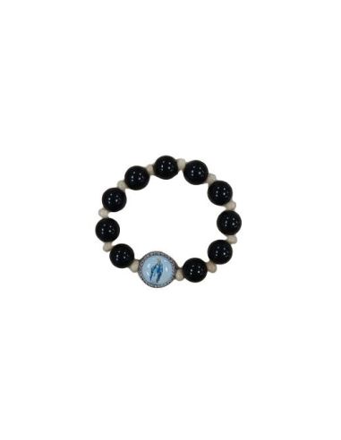Decena Cuerda Cristal Negro Madera Clara Milagrosa