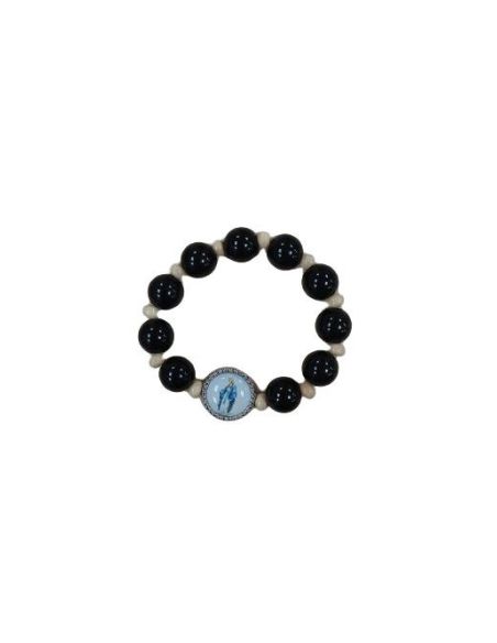 Decena Cuerda Cristal Negro Madera Clara Milagrosa