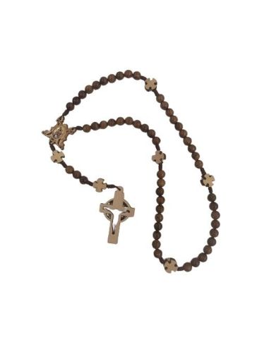 Rosario Cuerda Cruces Madera 8Mm Virgen Del Carmen