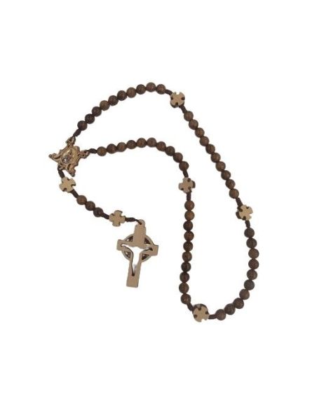 Rosario Cuerda Cruces Madera 8Mm Virgen Del Carmen