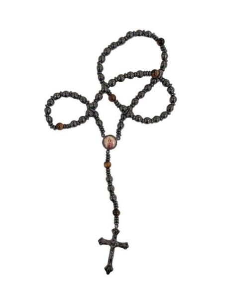 Rosario Elastico Hematites Cristal Virgen Del Carmen
