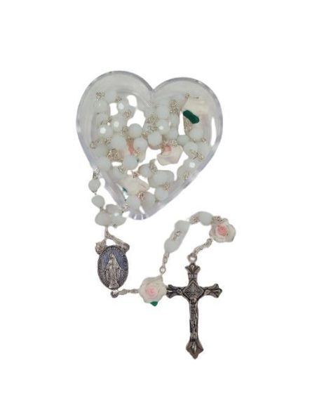 Rosario Rosas Cristal Multicaras Blanco|Libreriasalesiana