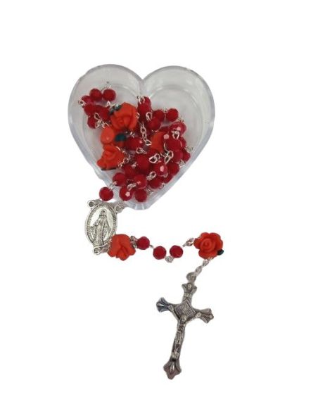 Rosario Rosas Cristal Multicaras Rojo