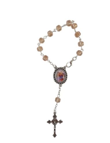 Rosario Decena Cristal Bisel 6Mm Rosa San Cristobal