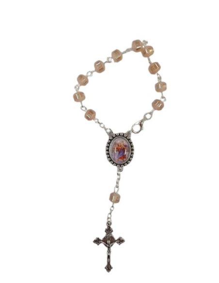 Rosario Decena Cristal Bisel 6Mm Rosa San Cristobal