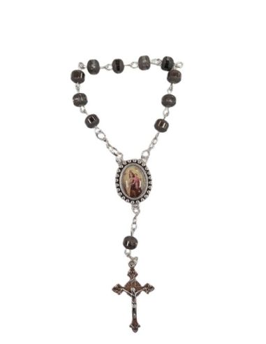 Rosario Decena Cristal Bisel 6Mm Negro V. Carmen