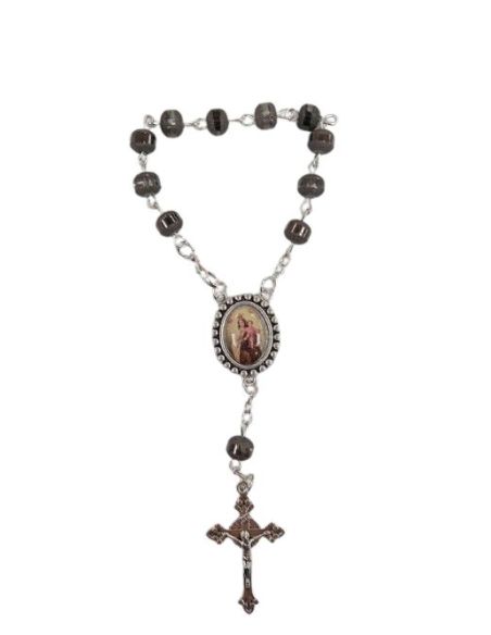 Rosario Decena Cristal Bisel 6Mm Negro V. Carmen