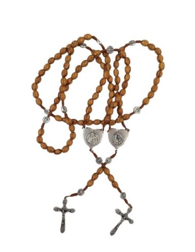 Rosario Cuerda Madera Pino Corazon Carmen+Corazon Jesus