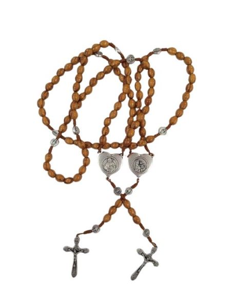 Rosario Cuerda Madera Pino Corazon Carmen+Corazon Jesus