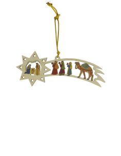 Colgante Madera Navidad 13,5X5Cm Estrella Polar Misterio Reyes
