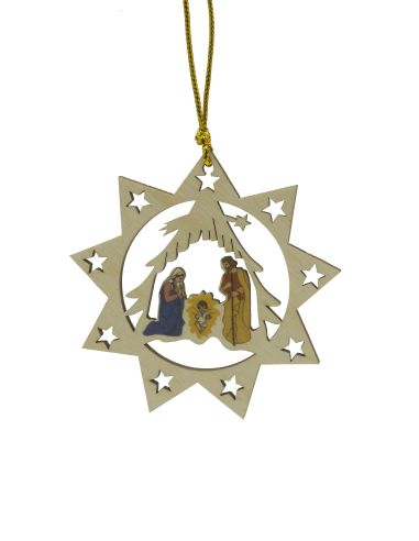 Colgante Madera Navidad 8Cm Misterio Estrella  Arbol