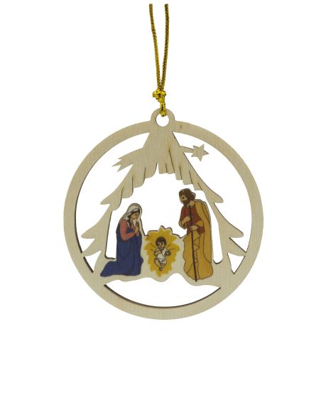 Colgante Madera Navidad 8Cm Misterio Circulo Arbol